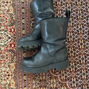 Vagabond black  Leather Women's Boots faux fur lines